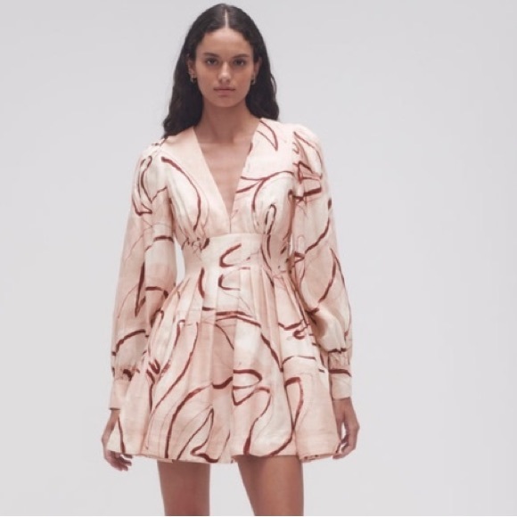 Aje Amelia Plunge Mini Dress with Bell Sleeves 
New - Picture 1 of 16